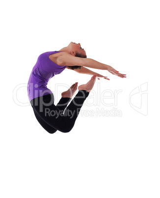 woman duing high jump isolated