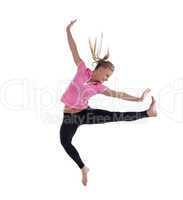 young woman in high jump isolated