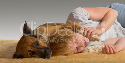 Peaceful slumber with gentle dog