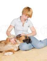 Loving woman with her dog