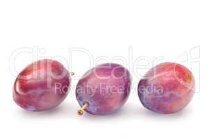 plums on a white background, close-up