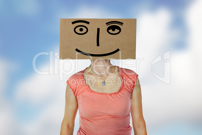 Woman with box on his head