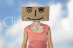 Woman with box on his head