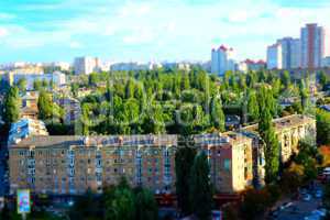 Macro city with buildings