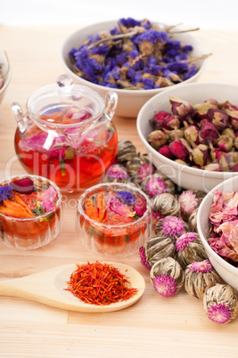 Herbal natural floral tea infusion with dry flowers