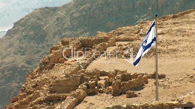 Flag of Israel in Masada