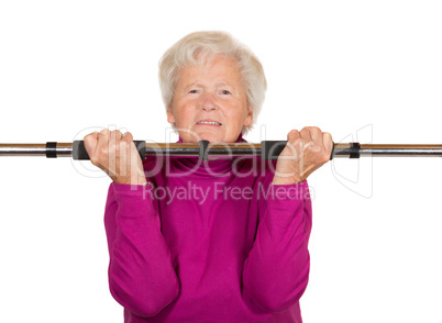 Elderly woman doing a workout
