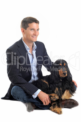 business man and cocker spaniel