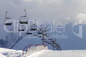 Snow skiing piste and ropeway
