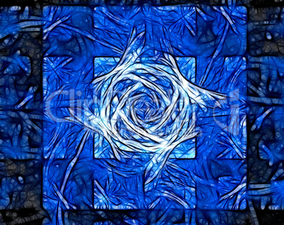 Blue Abstract Vines Squares Mosaic