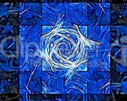 Blue Abstract Vines Squares Mosaic
