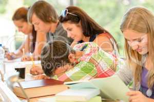 High-school student falling asleep in class teens