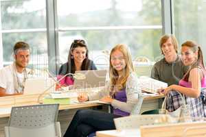Student back to school in library study