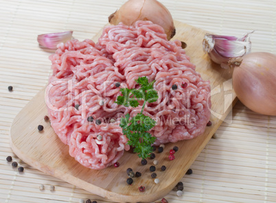 raw minced meat ready for cooking