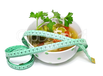 Vegetable soup for weight loss  on a white background