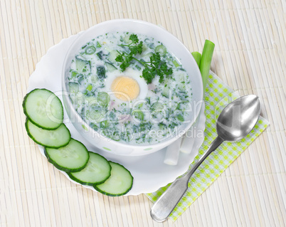 Summer cold soup with vegetables