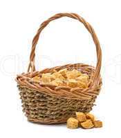 White bread croutons on a white background