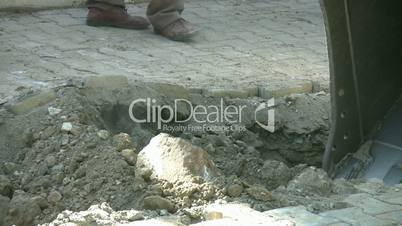 Excavator Bulldozer in Construction zone