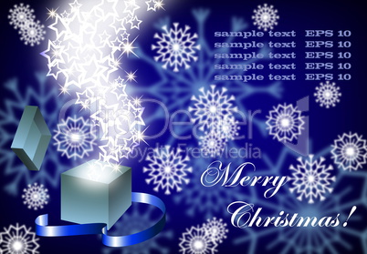 Christmas background with magic open gift box