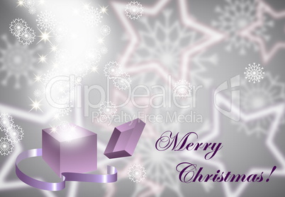 Christmas background with magic open gift box