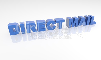 Direct mail - 3d text with a white background and reflection