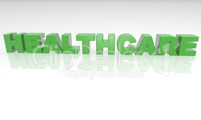 healthcare - 3d text with a white background and reflection