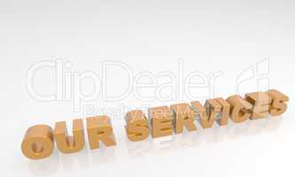 Our Services - 3d text with a white background and reflection