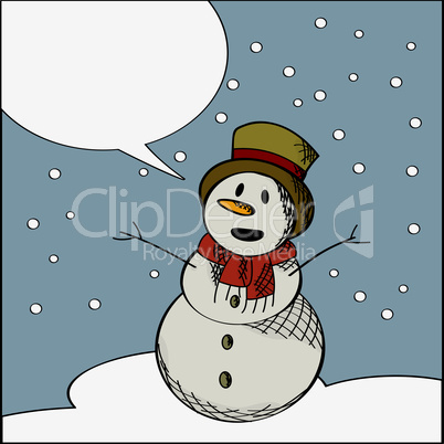 Happy snowman text card