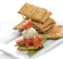 Crackers With Mozzarella And Tomatoes