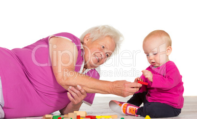 Gran babysitting her small grandchild