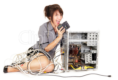 woman and electronic technology