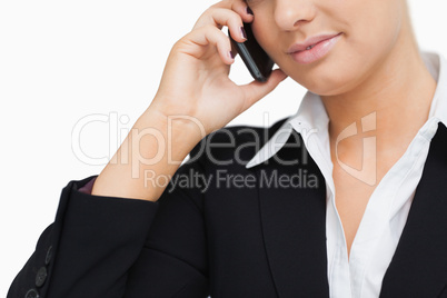 Close-up of a businesswoman using her mobile
