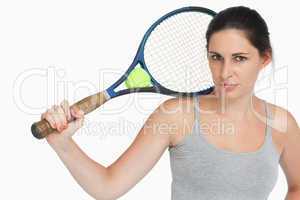 Sportswoman with a tennis racket