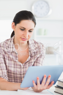 Woman working on an ebook