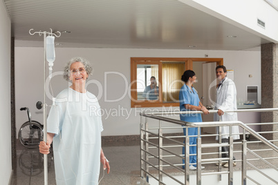 Laughing woman in a hospital