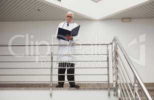 Doctor reading patient files