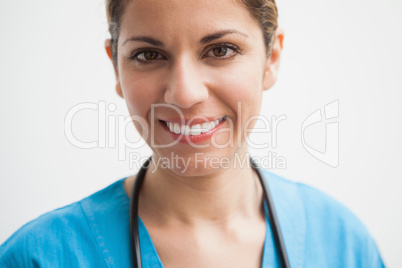 Nurse is smiling