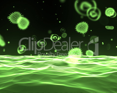 Green virus flowing through bloodstream