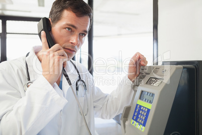 Doctor calling in the hospital