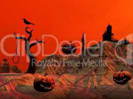 Red halloween scene