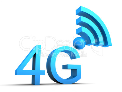 4G Symbol in 3D - Blau