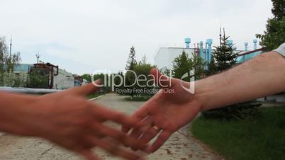 shaking hands on compressor station