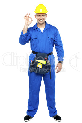 Keep up the good work. Repairman gesturing