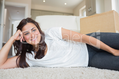 Woman lying on the carpet