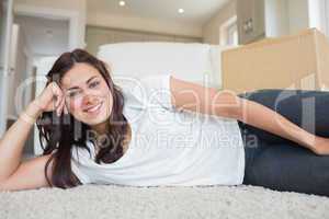Woman lying on the carpet