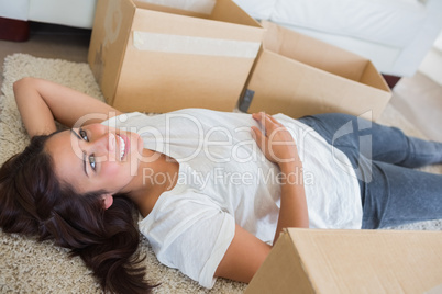 Woman lying on floor