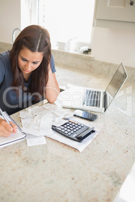 Woman calculating finances