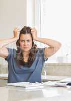 Woman feeling angry about  bills