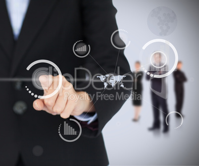 Businesswoman touching on screen