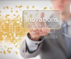 Man touching on innovation button